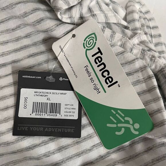 Eddie Bauer White And Gray Striped Wrap Shirt   Womens Size XL   NWT - Picture 6 of 6